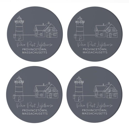 Race Point Lighthouse Muted Coastal | Absorbent Coasters | Set of 4 | Min 2