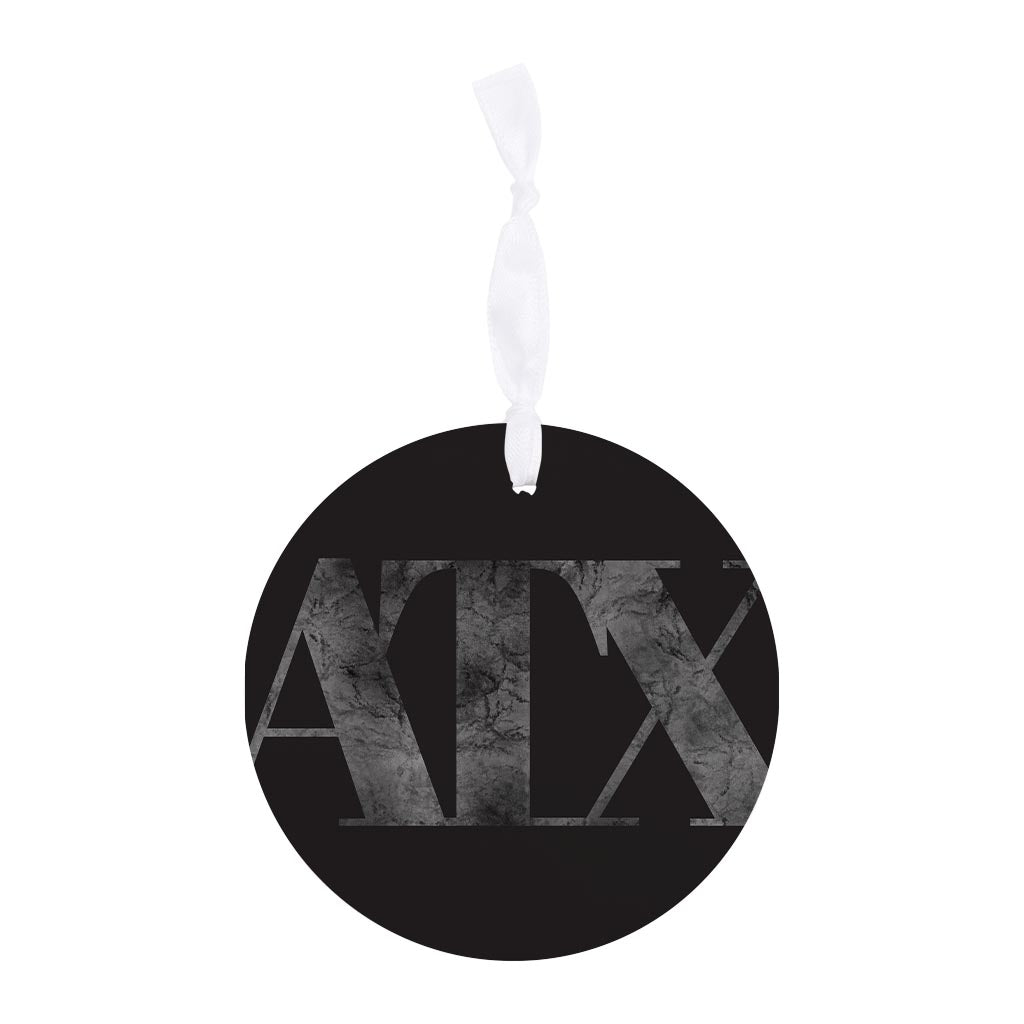 Minimalistic B&W Texas Austin Black Initials | Wood Ornament | Eaches | Min 6