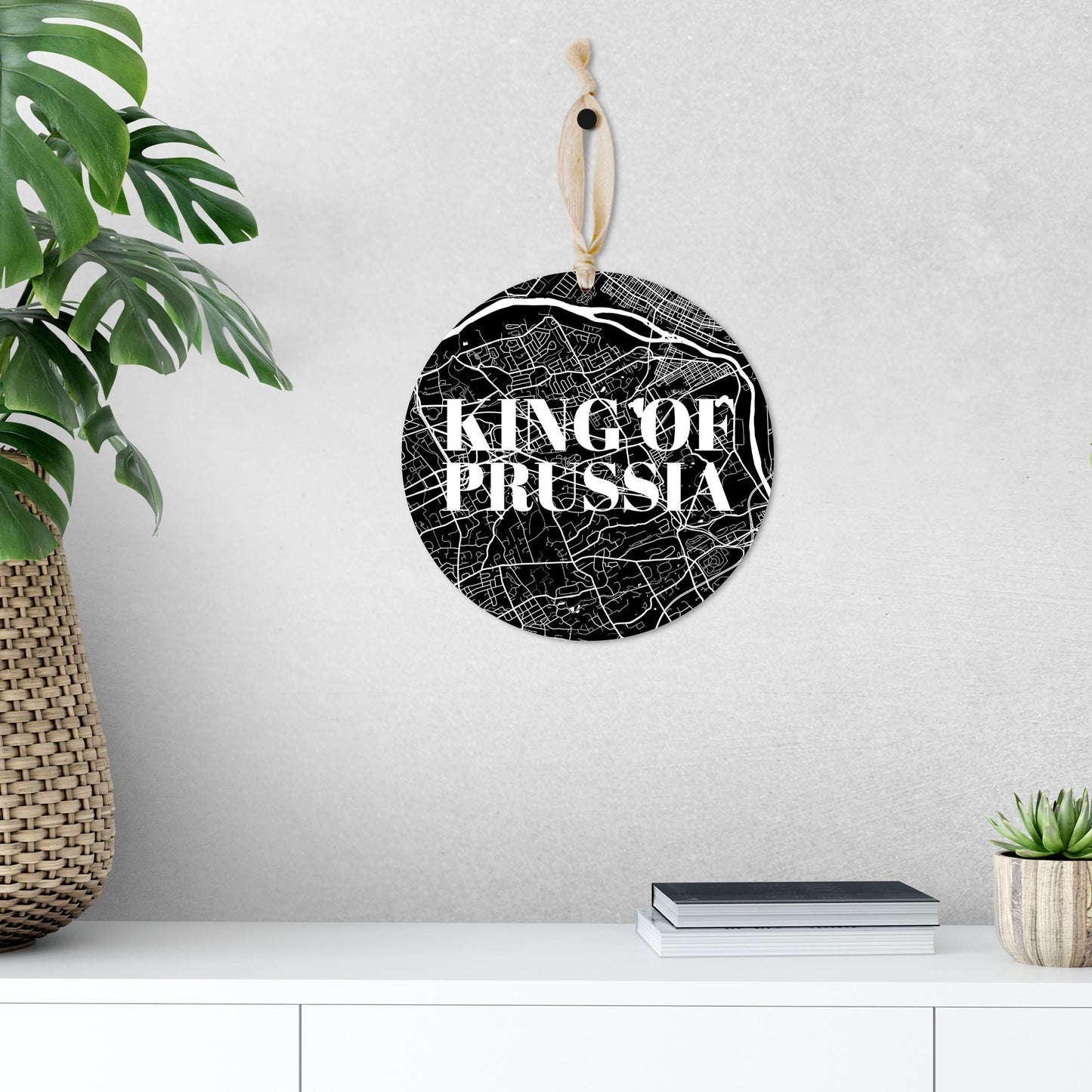 Minimalistic B&W Pennsylvania King Of Prussia Map | Wood Ornament | Eaches | Min 1