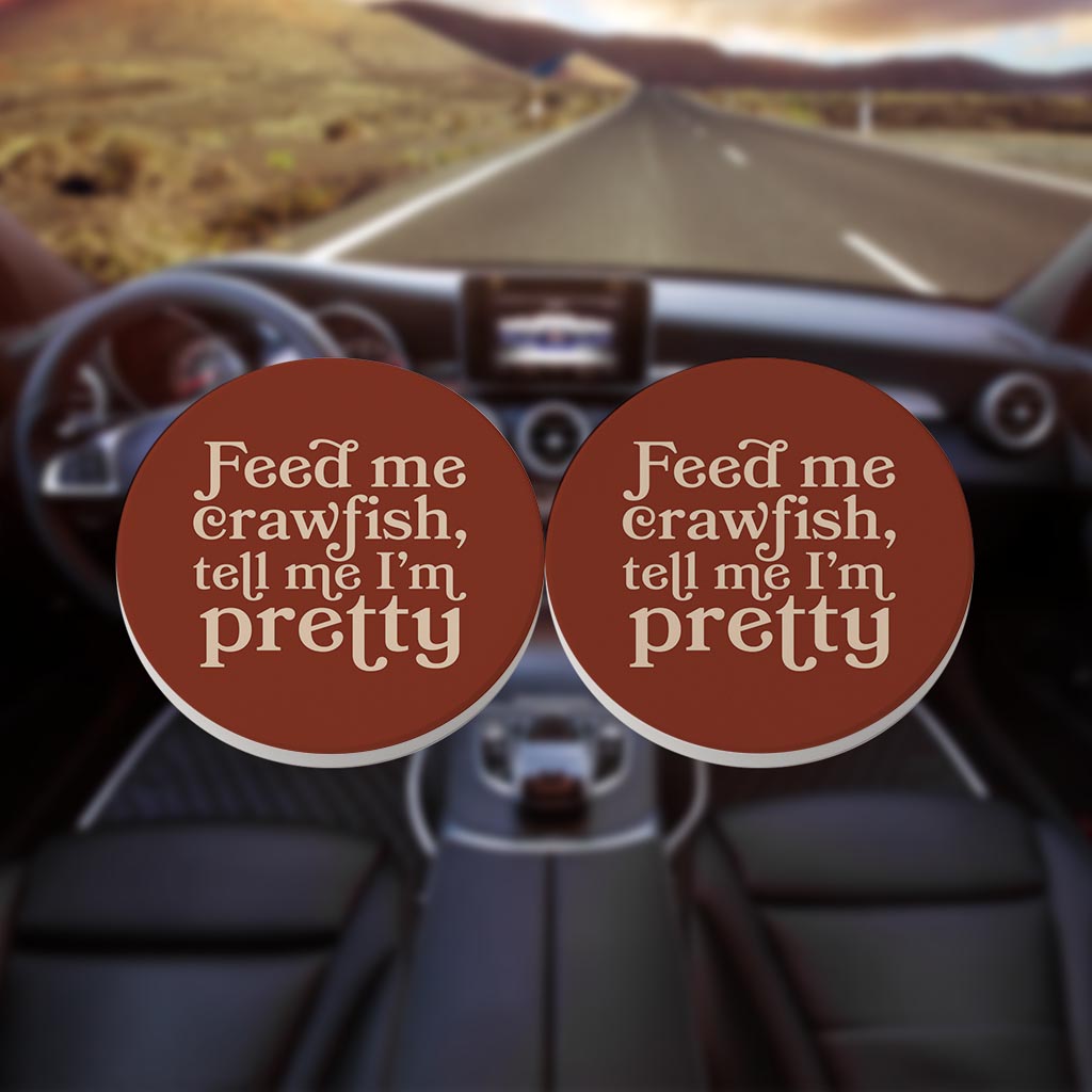 Modern Minimalist Louisiana Feed Me Crawfish | Absorbent Car Coasters | Set of 2 | Min 4