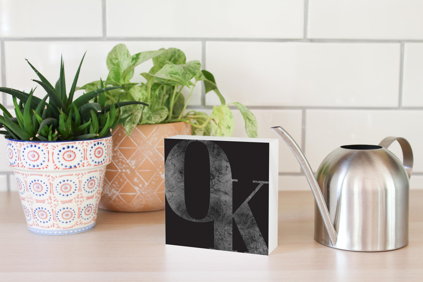 Modern Black Oklahoma Initials | Wood Block | Eaches | Min 4