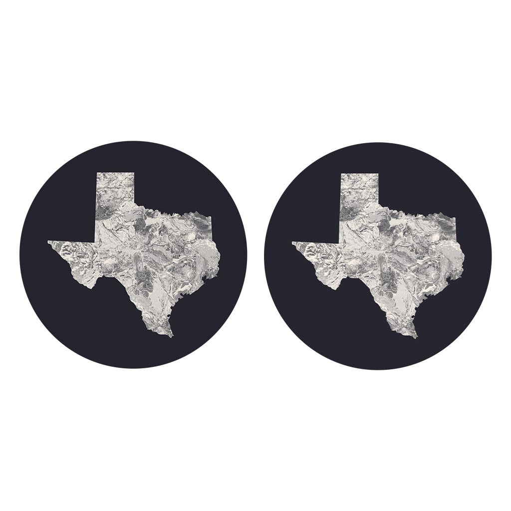 Modern Minimalist Texas Metal State Shape | Absorbent Car Coasters | Set of 2 | Min 4