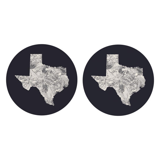 Modern Minimalist Texas Metal State Shape | Absorbent Car Coasters | Set of 2 | Min 4