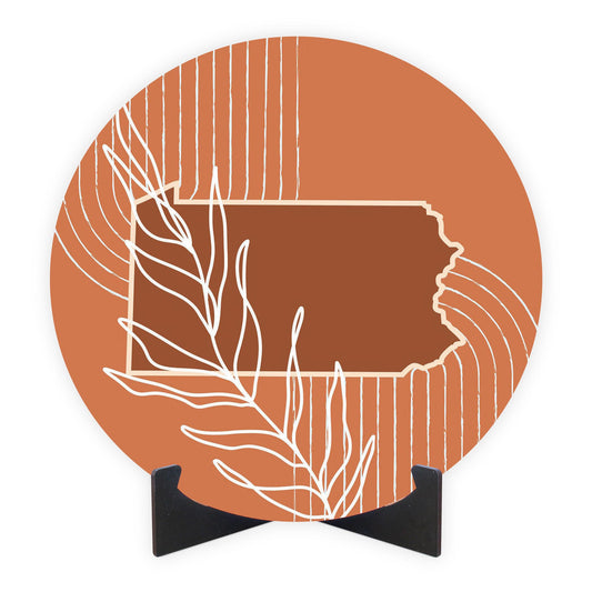 Modern Minimalist Pennsylvania State Leaf | Wood Sign | Eaches | Min 1