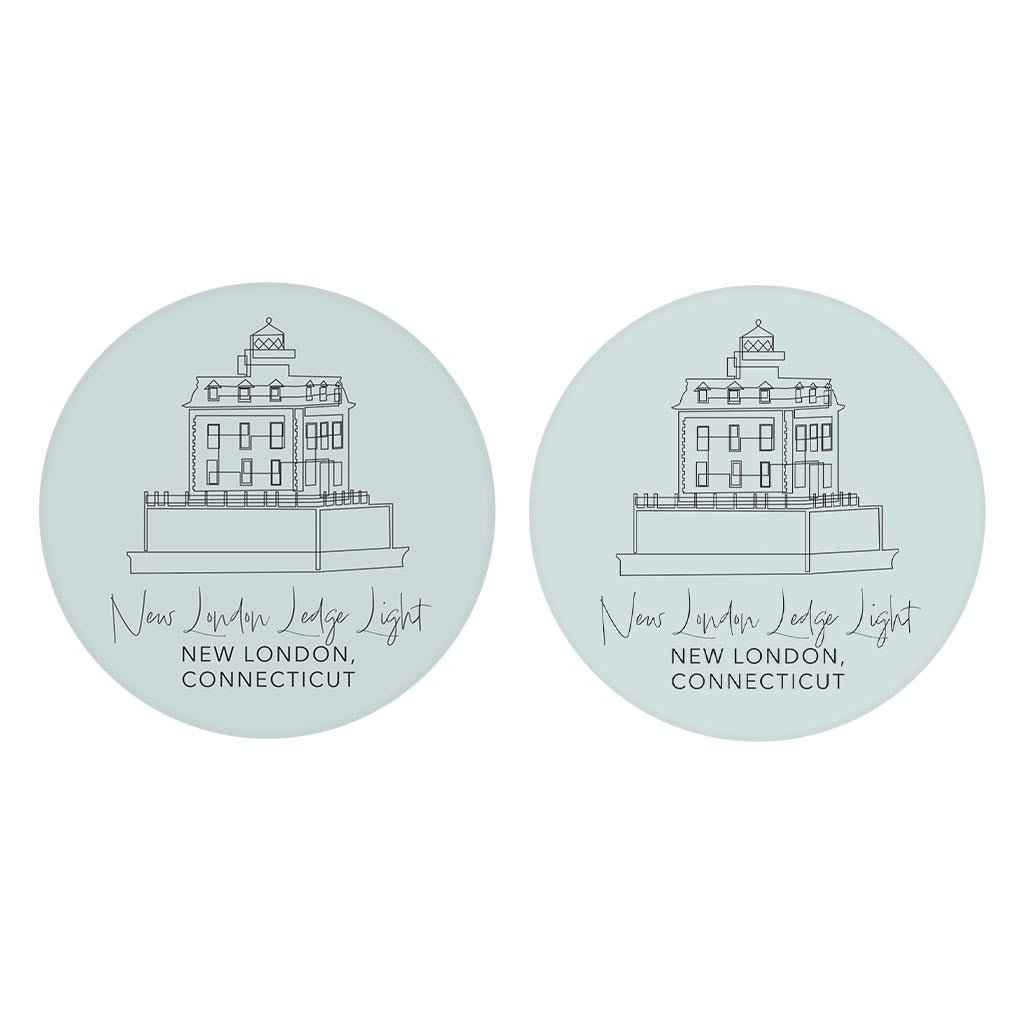 New London Lodge Light Muted Coastal | Absorbent Car Coasters | Set of 2 | Min 4
