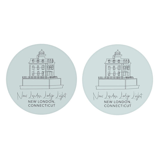 New London Lodge Light Muted Coastal | Absorbent Car Coasters | Set of 2 | Min 4
