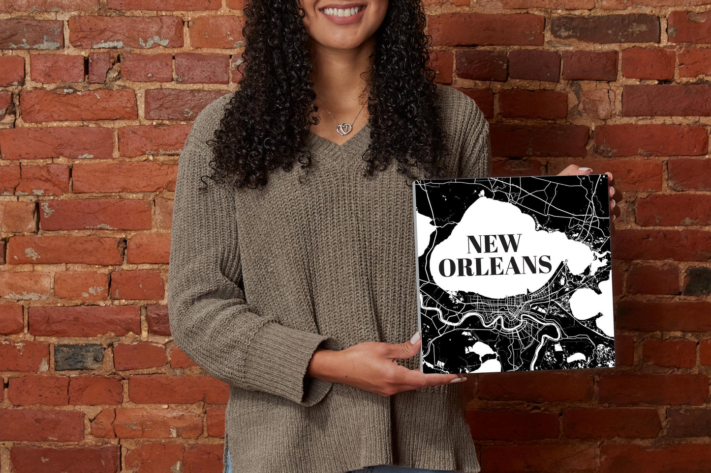 Modern Louisiana New Orleans Map | Wood Block | Eaches | Min 2