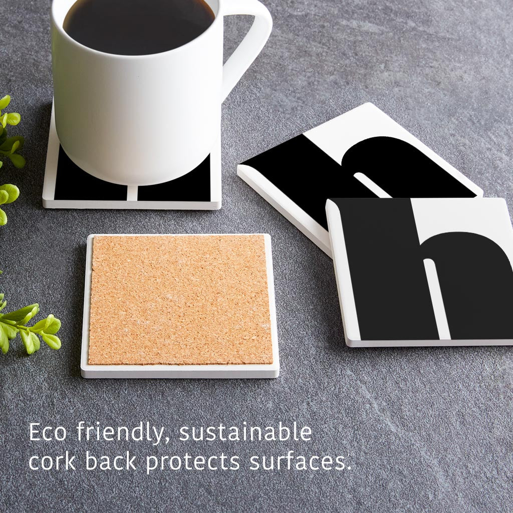 Fun Chunky Monogram H | Absorbent Coasters | Set of 4 | Min 2