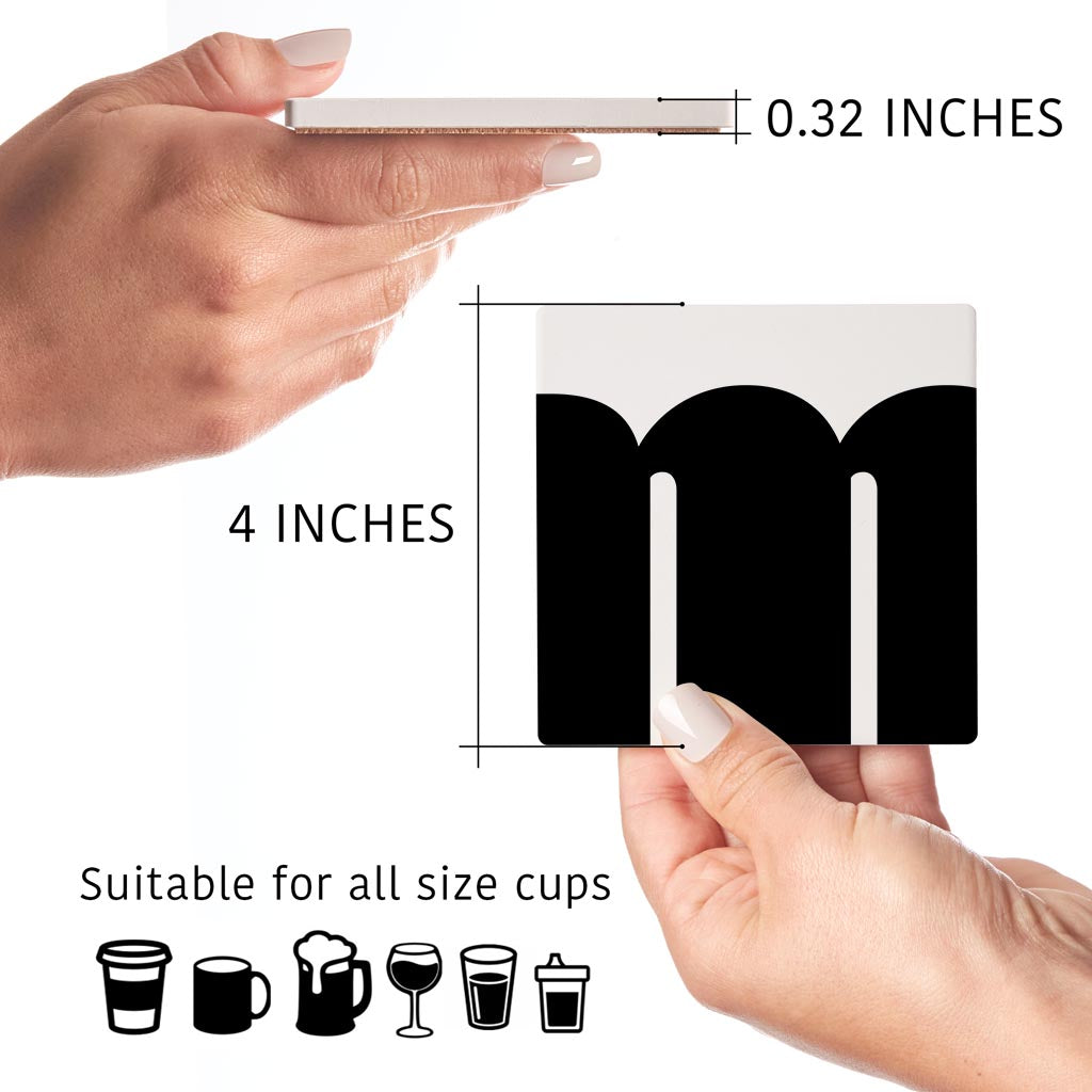 Fun Chunky Monogram M | Absorbent Coasters | Set of 4 | Min 2