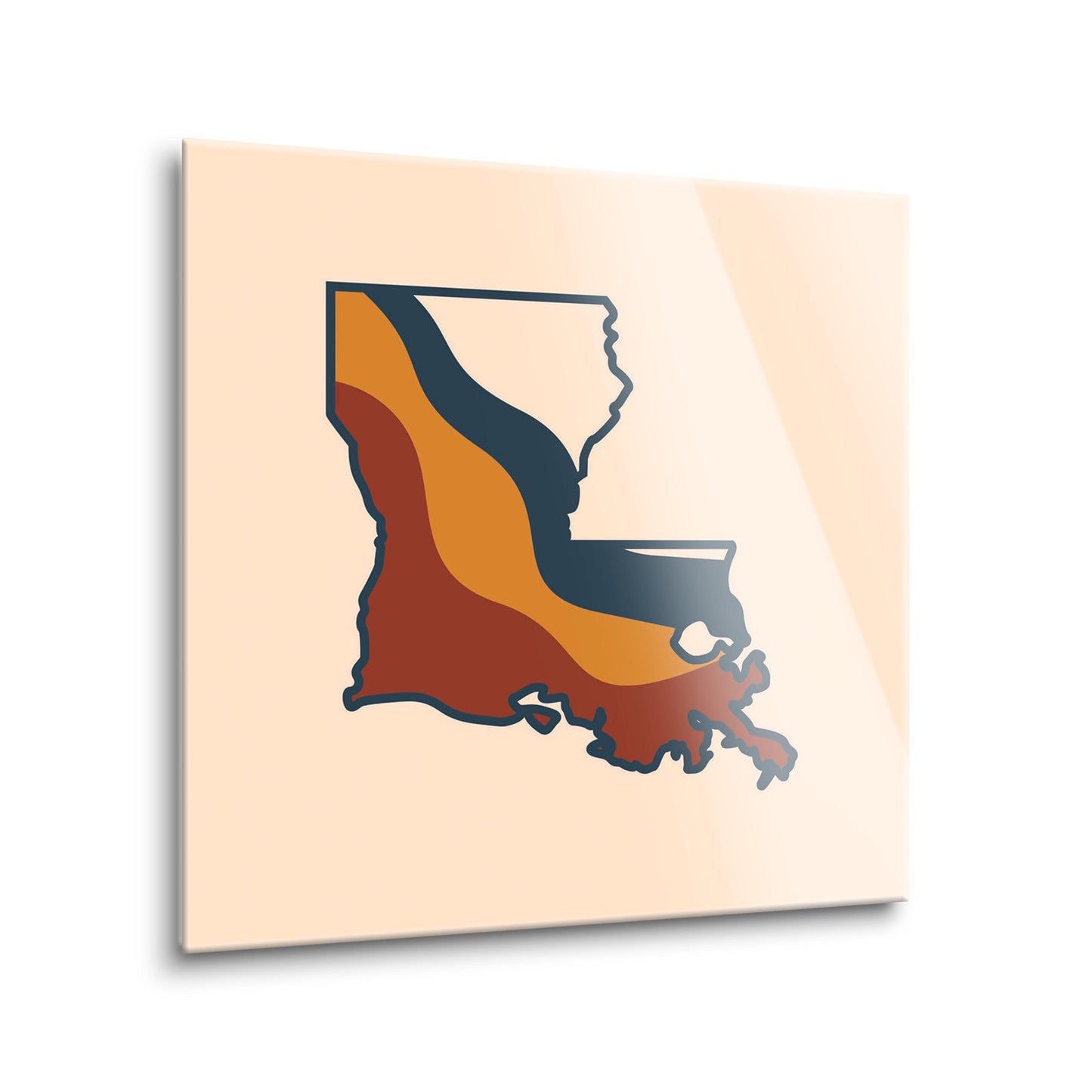 Modern Minimalist Louisiana Retro State Shape | Hi-Def Glass Art | Eaches | Min 2