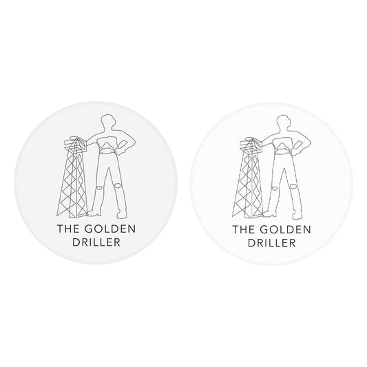 Modern Oklahoma Line Drawing The Golden Driller | Absorbent Car Coasters | Set of 2 | Min 4