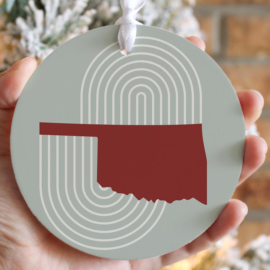 Modern Minimalist Oklahoma Retro State Shape| Wood Ornament | Eaches | Min 6