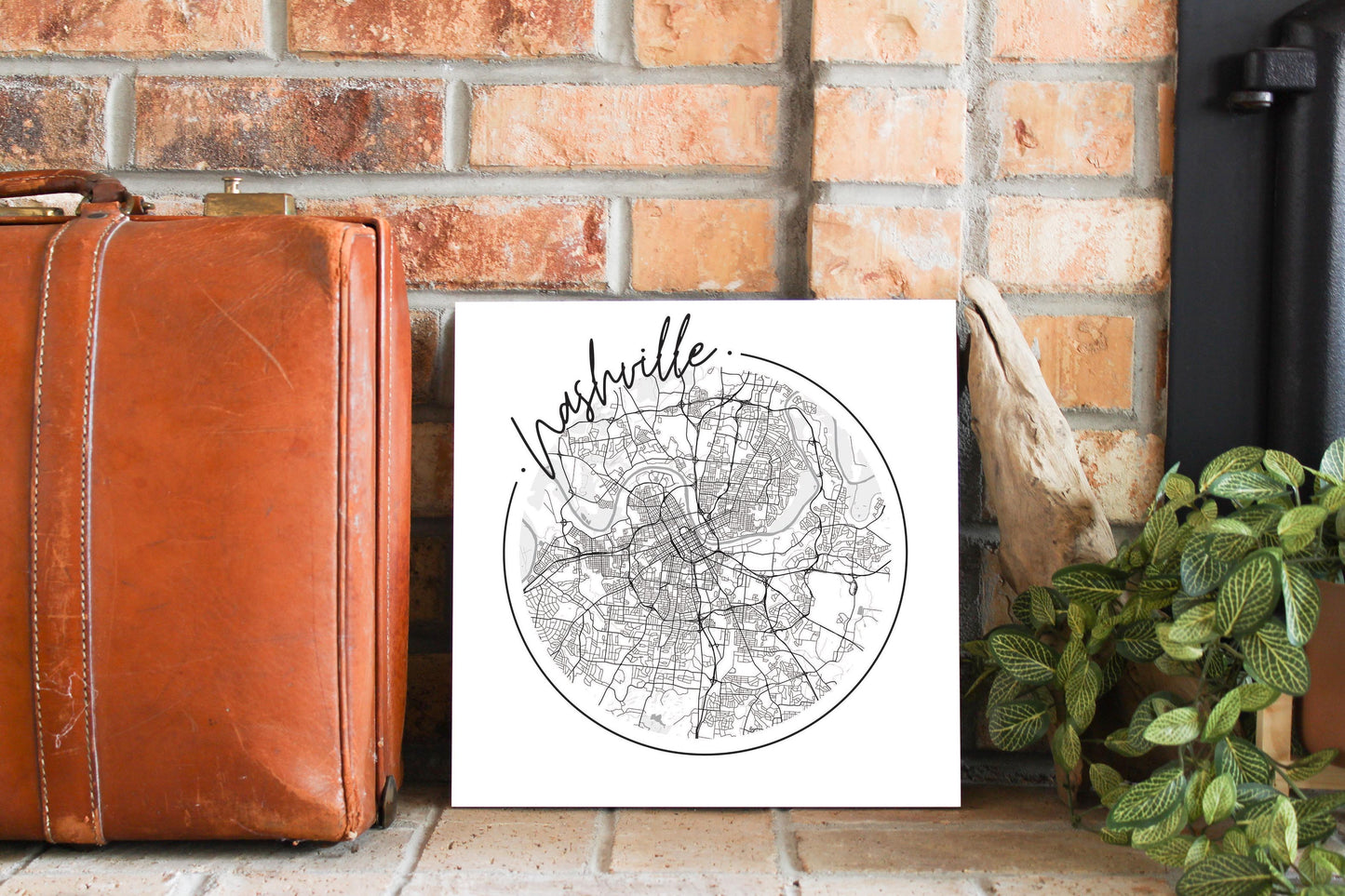 Minimalist B&W Tennessee Nashville Circle Map | Wood Sign | Eaches | Min 2