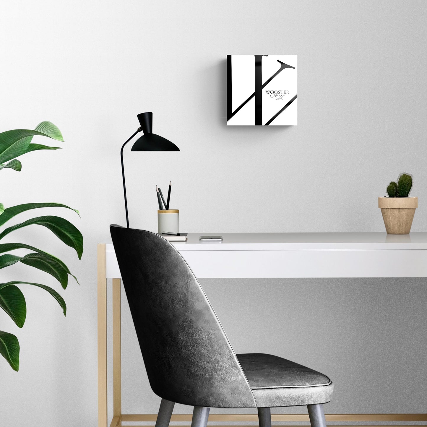Wooster Oh Minimal Monogram | Hi-Def Glass Art | Eaches | Min 2