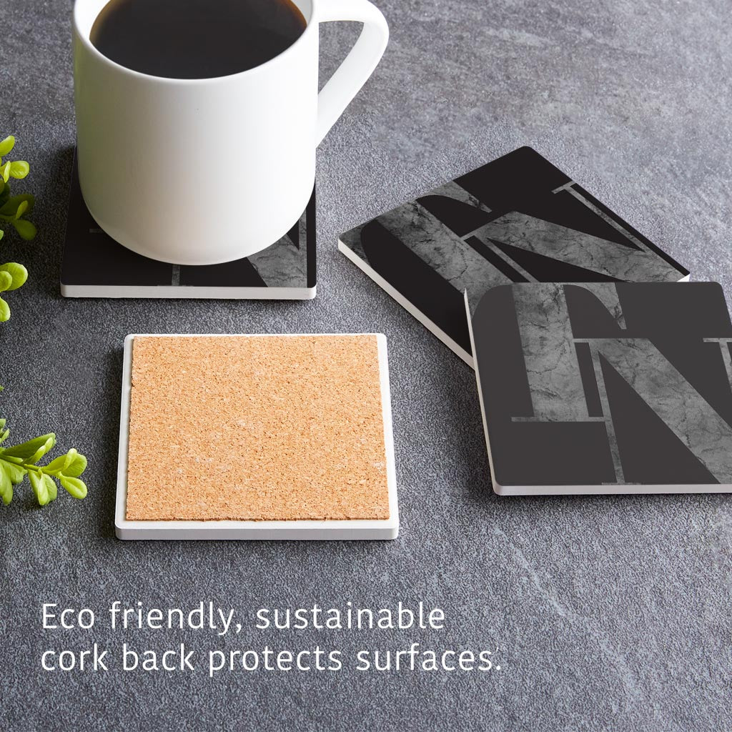 Minimalist B&W Tennessee Black Initials | Absorbent Coasters | Set of 4 | Min 2