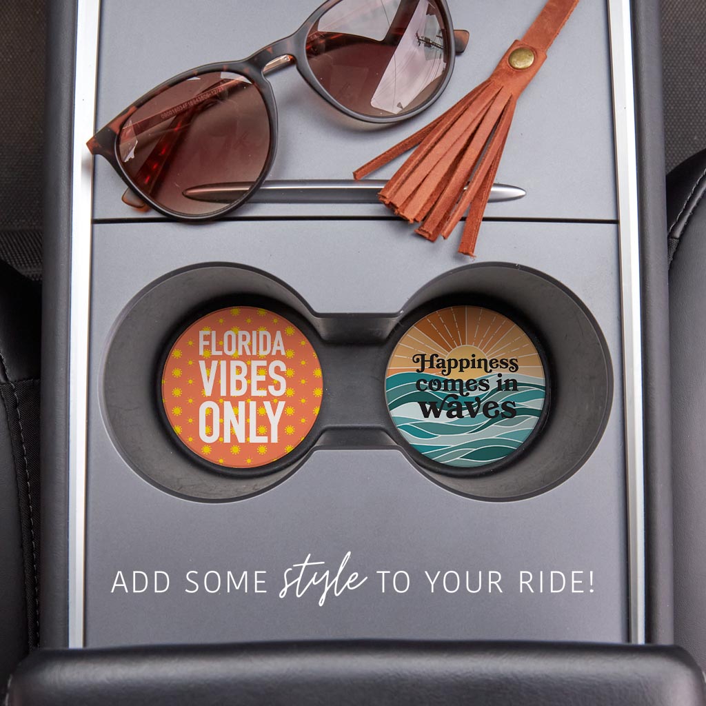 Florida Sayings Artsy | Absorbent Car Coasters | Set of 2 | Min 4