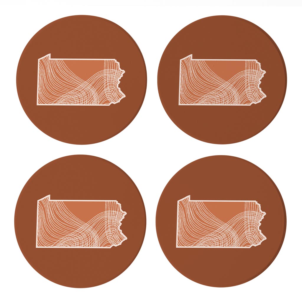 Modern Minimalist Pennsylvania State Lines Dark | Absorbent Coasters | Set of 4 | Min 2