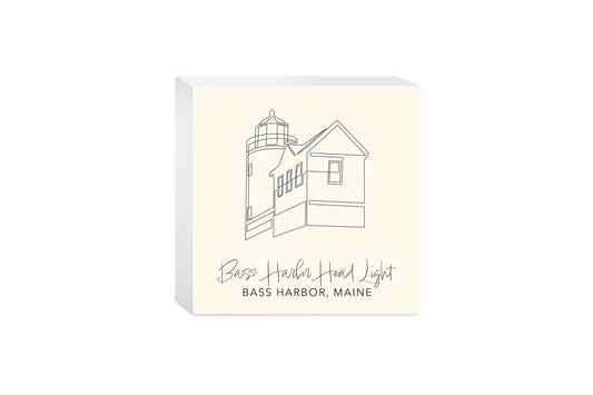 Cream Bass Harbor Head Light | Wood Block | Eaches | Min 4