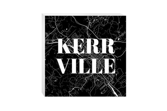 Minimalistic B&W Texas Kerrville Map | Wood Block | Eaches | Min 2