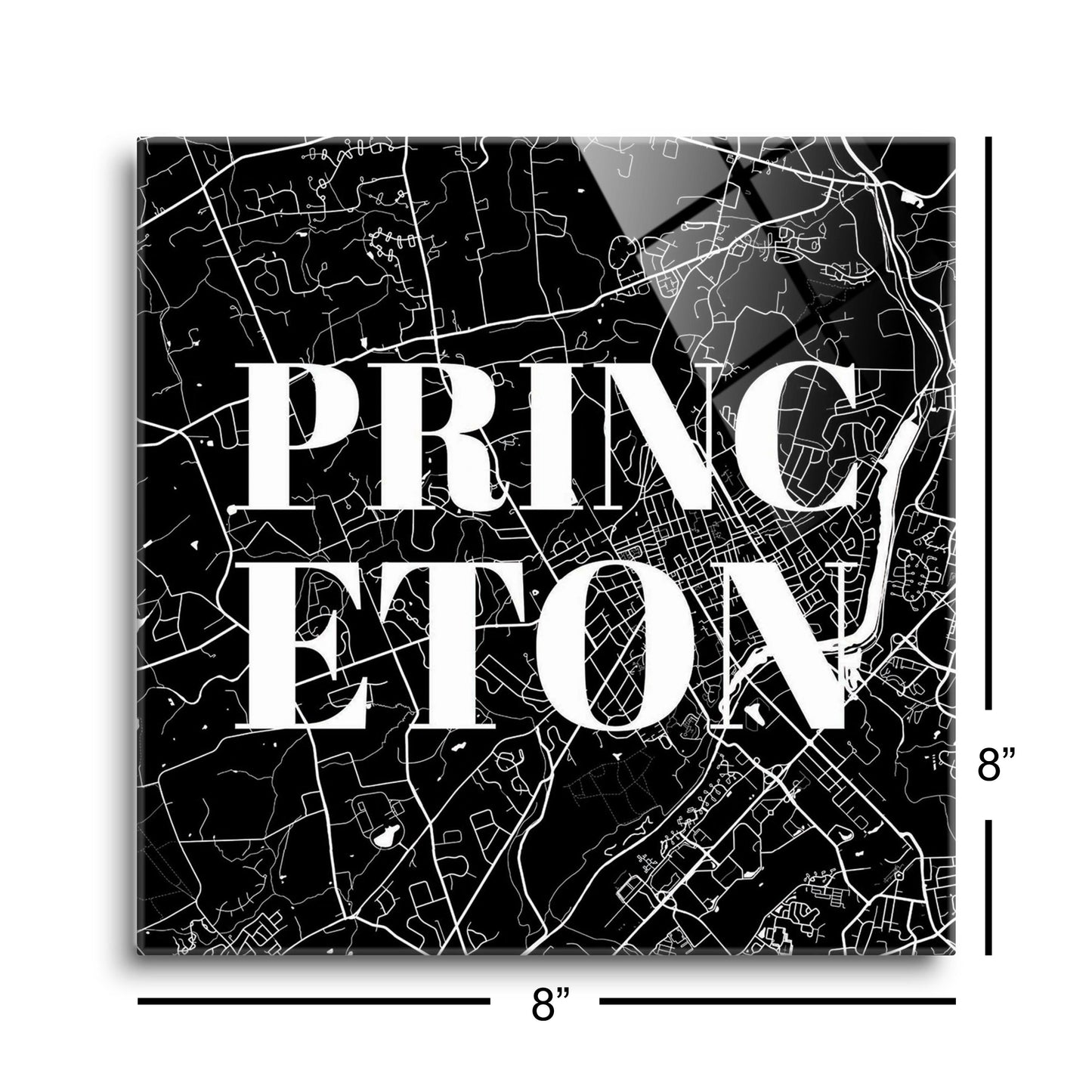 Minimalistic B&W New Jersey Princeton Map | Hi-Def Glass Art | Eaches | Min 2