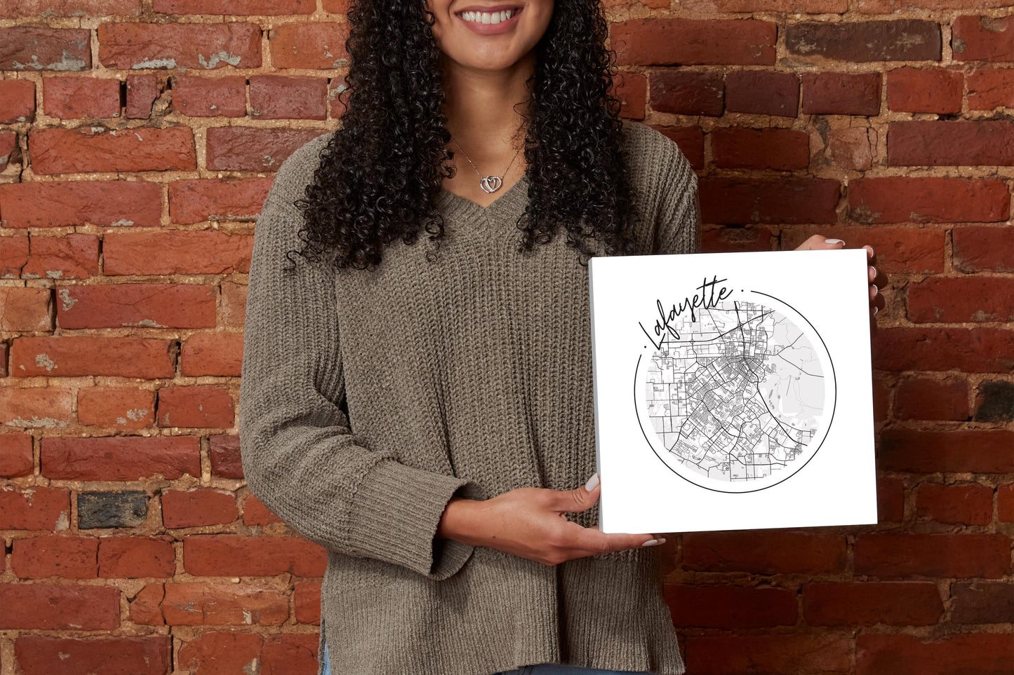 Modern Louisiana Lafayette Circle Map | Wood Block | Eaches | Min 2