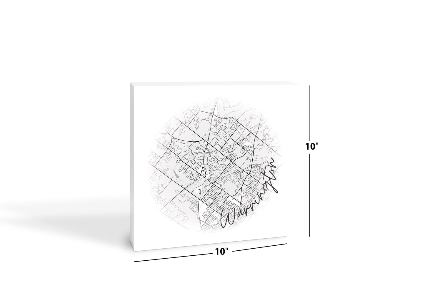Minimalistic B&W Pennsylvania Warrington Circle Map | Wood Block | Eaches | Min 2