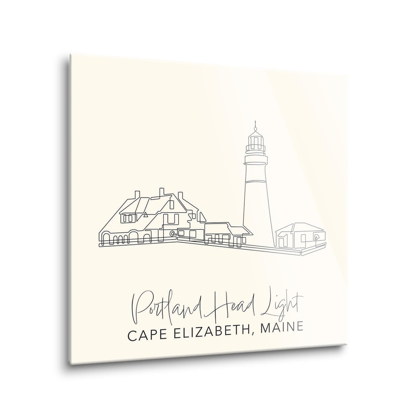 Cream Portland Head Light | Hi-Def Glass Art | Eaches | Min 2