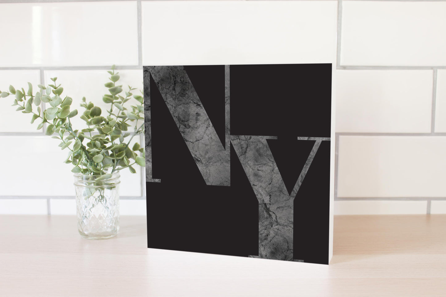 Minimalistic B&W New York Black Initials | Wood Block | Eaches | Min 2
