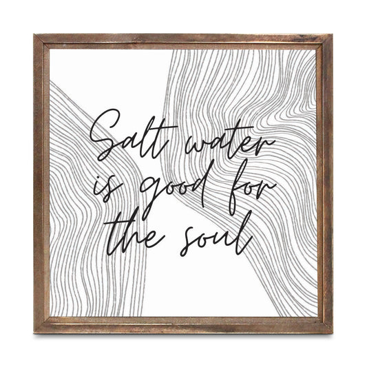 Minimalistic B&W Cape Cod Salt Water | Wood Sign | Eaches | Min 1