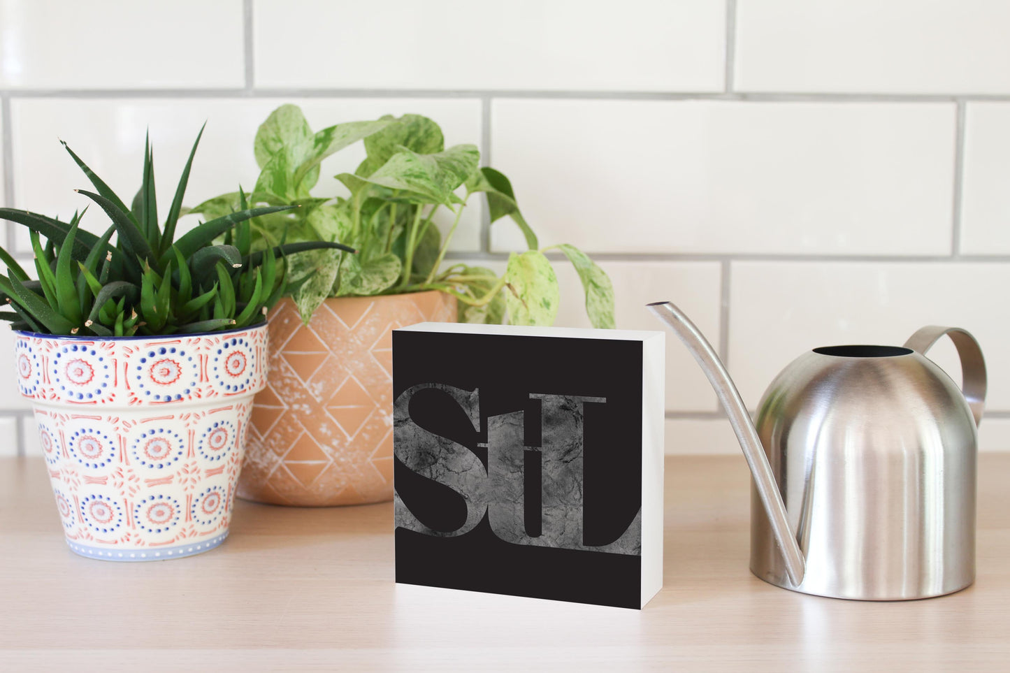 Minimalist B&W Missouri St Louis Black Initials | Wood Block | Eaches | Min 4