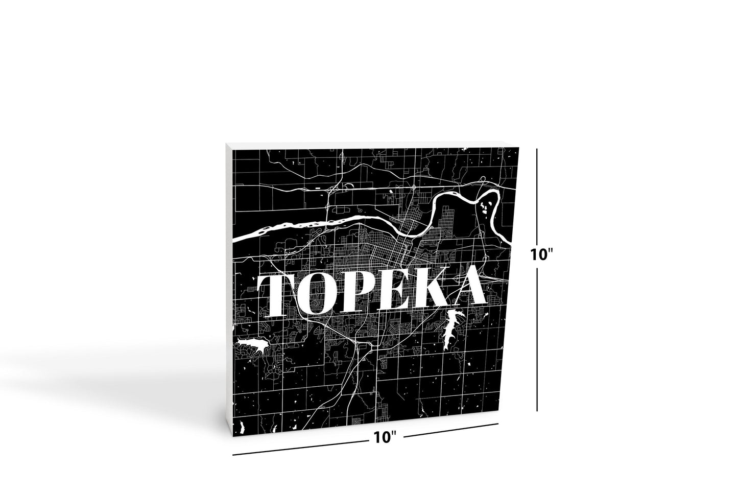 Minimalist B&W Kansas Topeka Map | Wood Block | Eaches | Min 2
