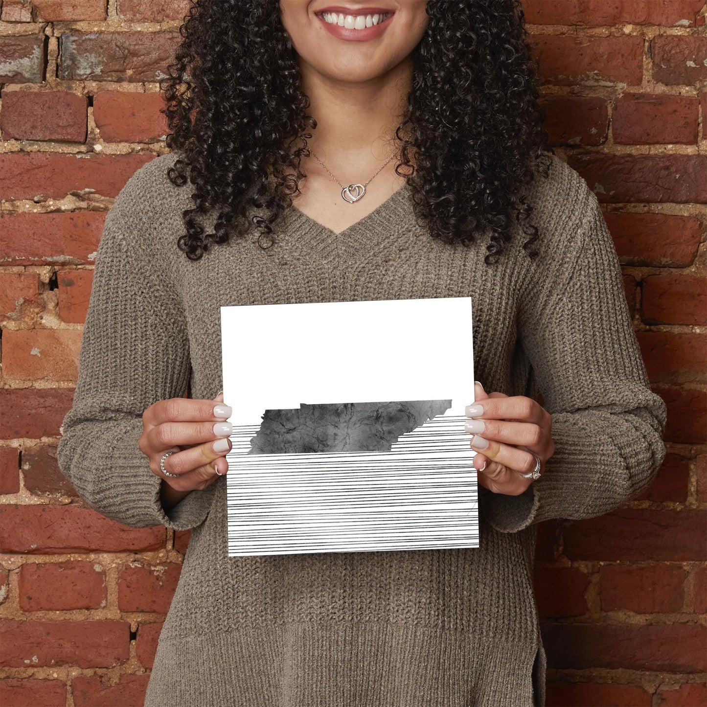 Minimalist B&W Tennessee State With Straight Lines | Hi-Def Glass Art | Eaches | Min 2