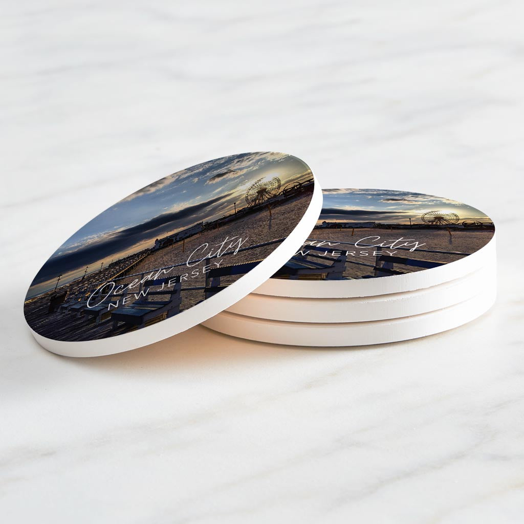 OCNJ Photo With Text | Absorbent Coasters | Set of 4 | Min 2