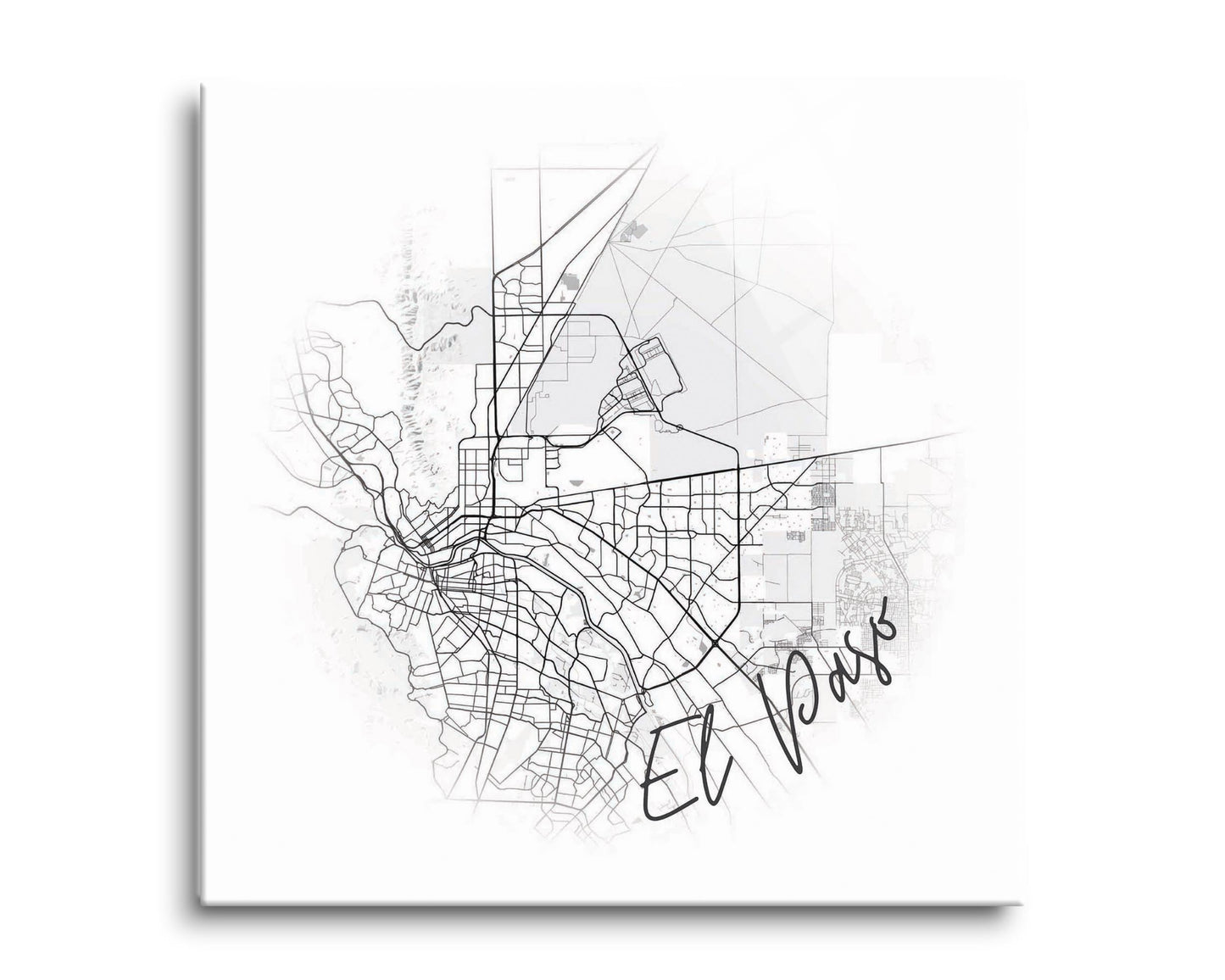 Minimalistic B&W Texas El Paso Circle Map | Hi-Def Glass Art | Eaches | Min 2