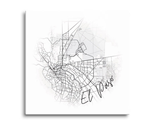 Minimalistic B&W Texas El Paso Circle Map | Hi-Def Glass Art | Eaches | Min 2