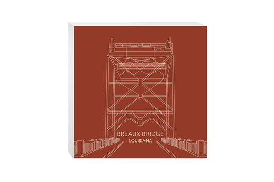 Modern Minimalist Louisiana Breaux Bridge Line Drawing | Wood Block | Eaches | Min 2