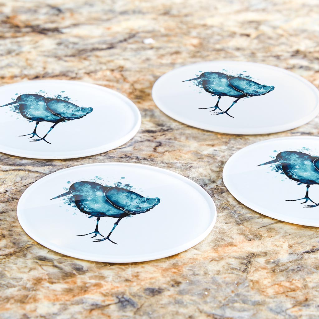 New England Water Color Sand Piper | Hi-Def Glass Coasters | Set of 4 | Min 2
