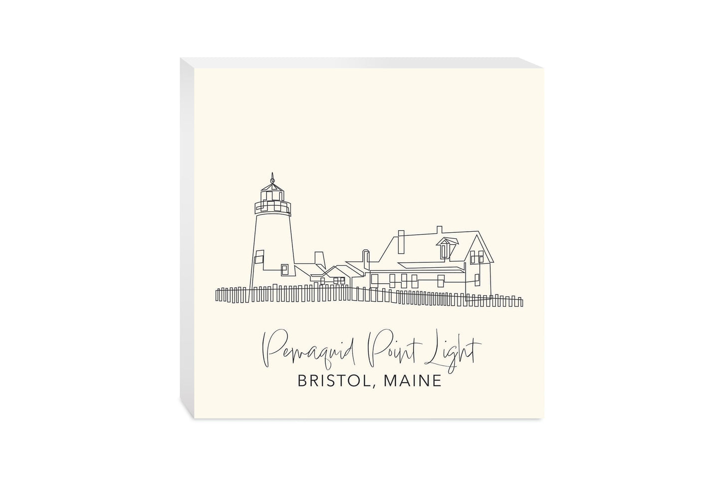 Cream Pemaquid Point Light | Wood Block | Eaches | Min 2