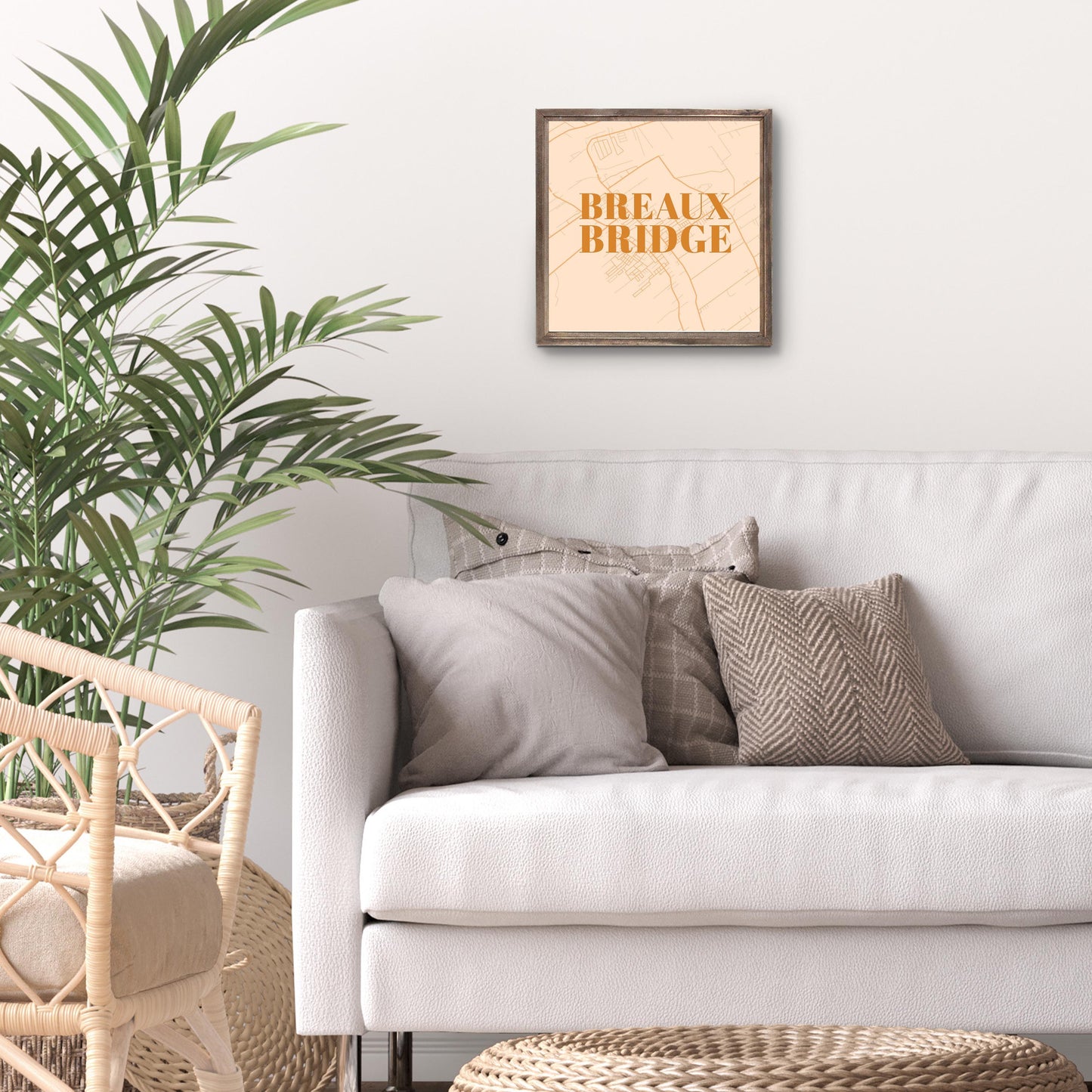 Modern Minimalist Louisiana Breaux Bridge Map | Wood Sign | Eaches | Min 1