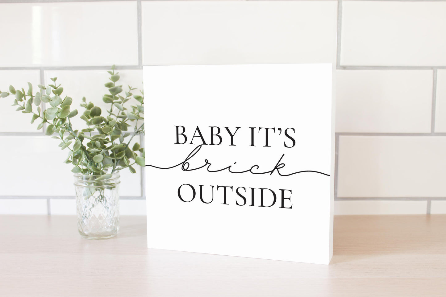 Minimalistic B&W New York Quip Brick Outside | Wood Block | Eaches | Min 2
