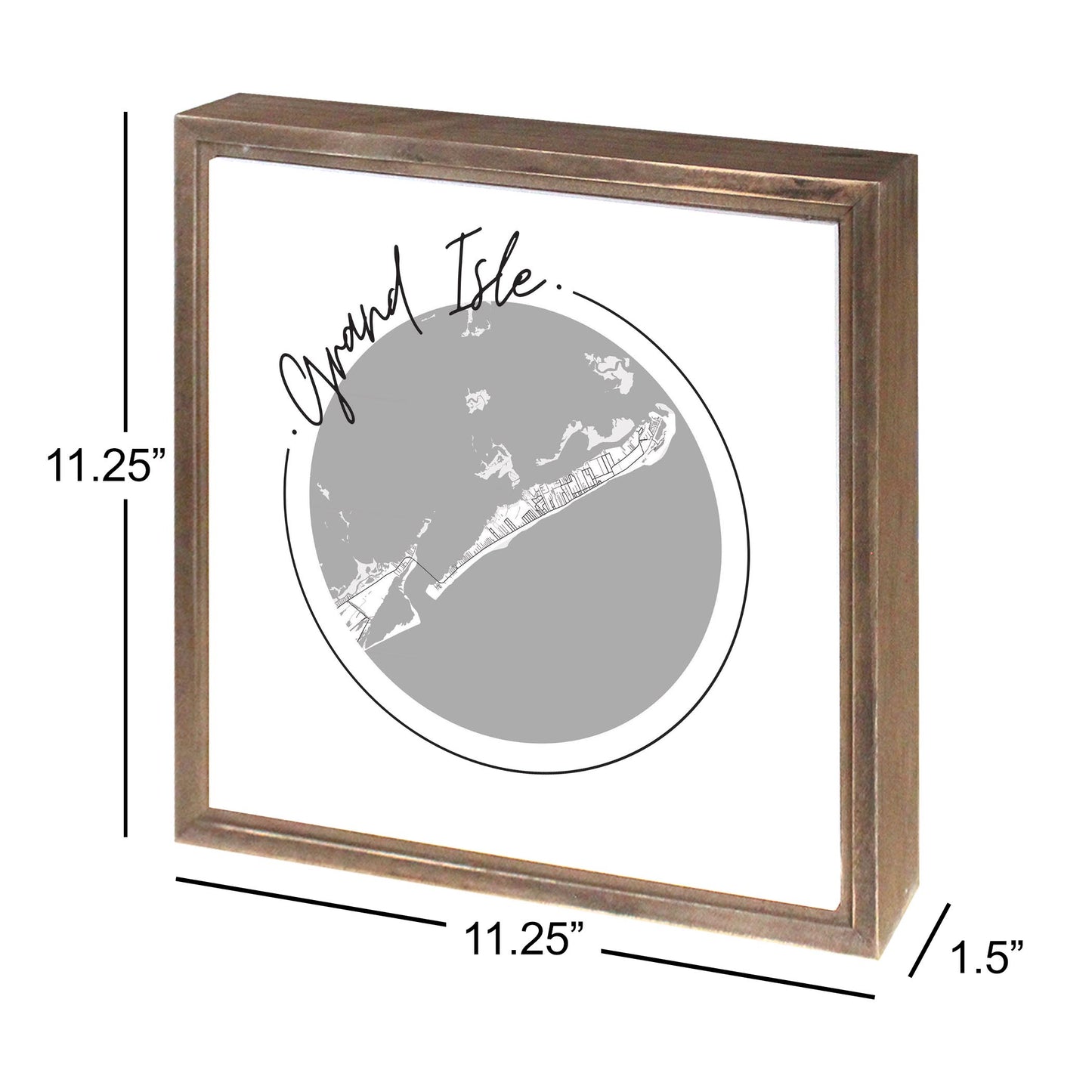 Minimalist B&W Louisiana Grand Isle Circle Map | Wood Sign | Eaches | Min 1