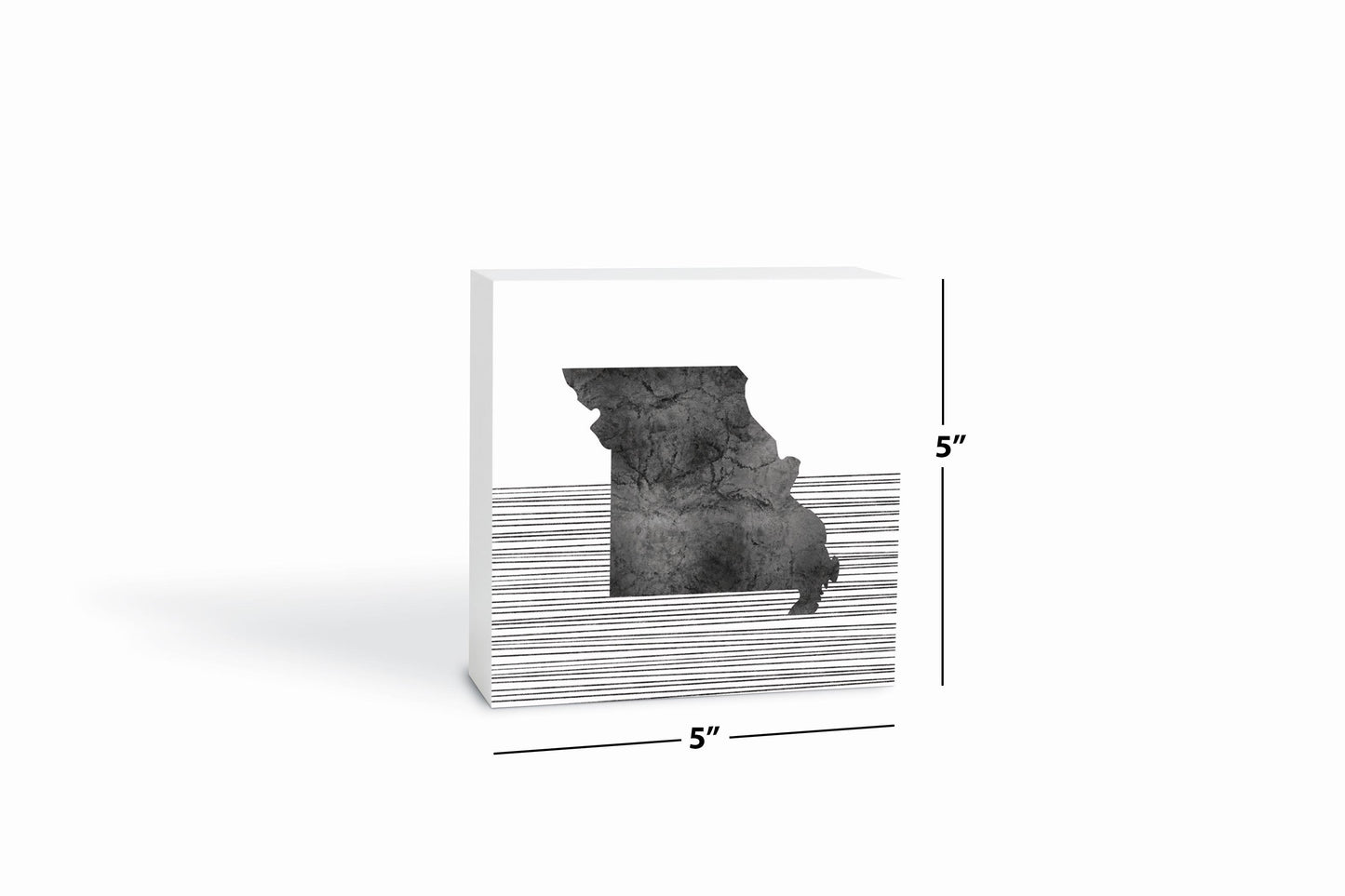 Minimalist B&W Missouri State With Straight Lines | Wood Block | Eaches | Min 4