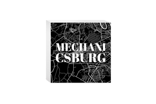 Minimalistic B&W Pennsylvania Mechanicsburg Map | Wood Block | Eaches | Min 4