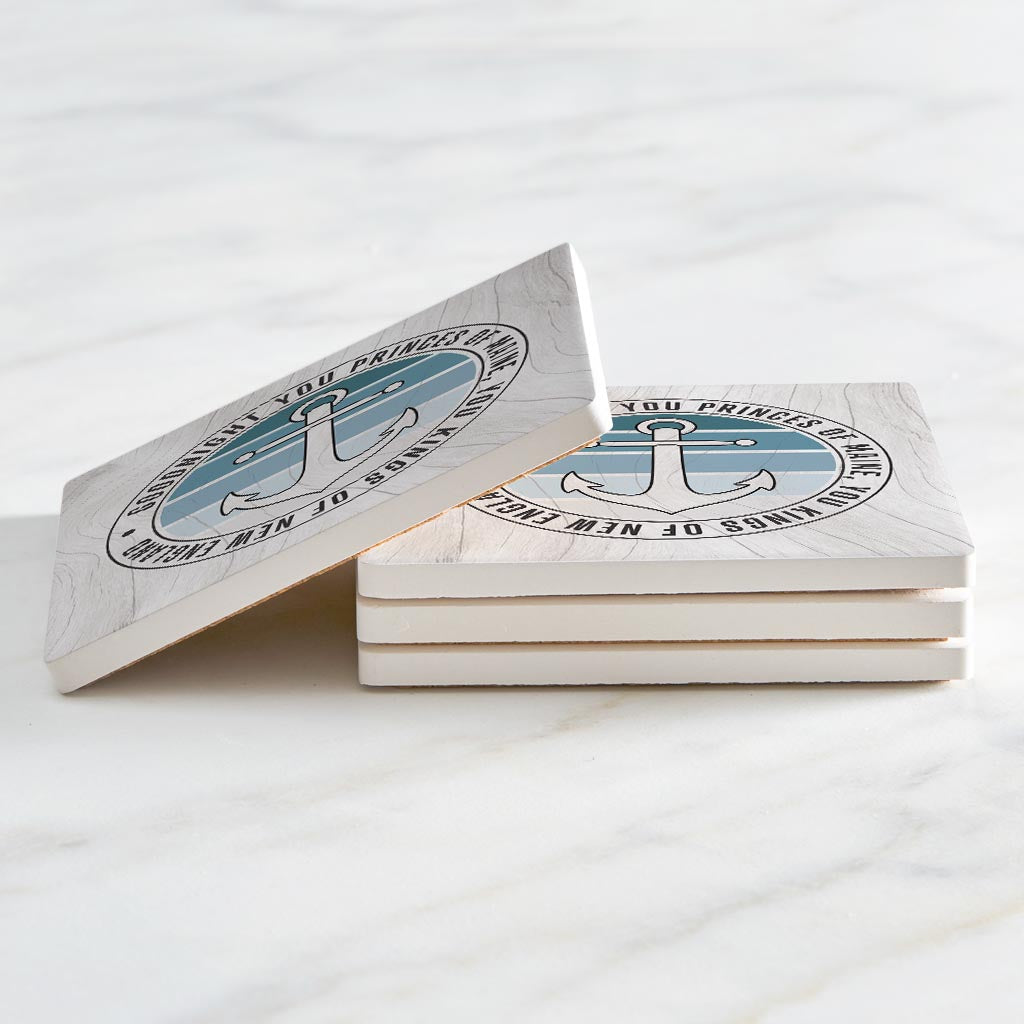 New England Anchor Saying | Absorbent Coasters | Set of 4 | Min 2