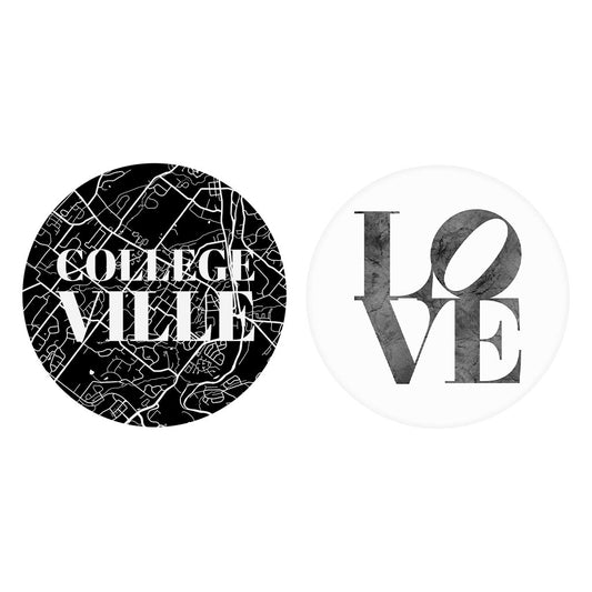 Minimalistic B&W Pennsylvania Collegeville Map Love| Absorbent Car Coasters | Set of 2 | Min 4