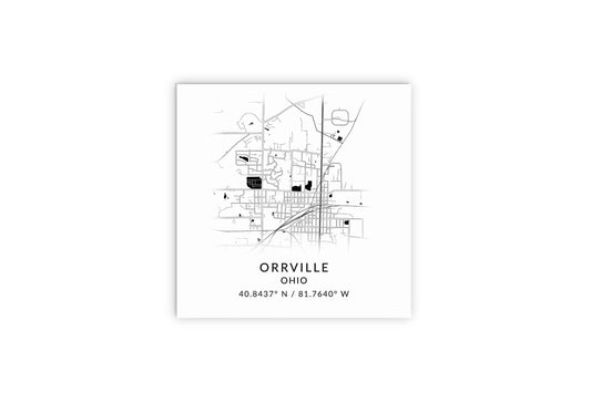 Orrville Oh Minimalistic Map With Coordinates| Wood Sign | Eaches | Min 2