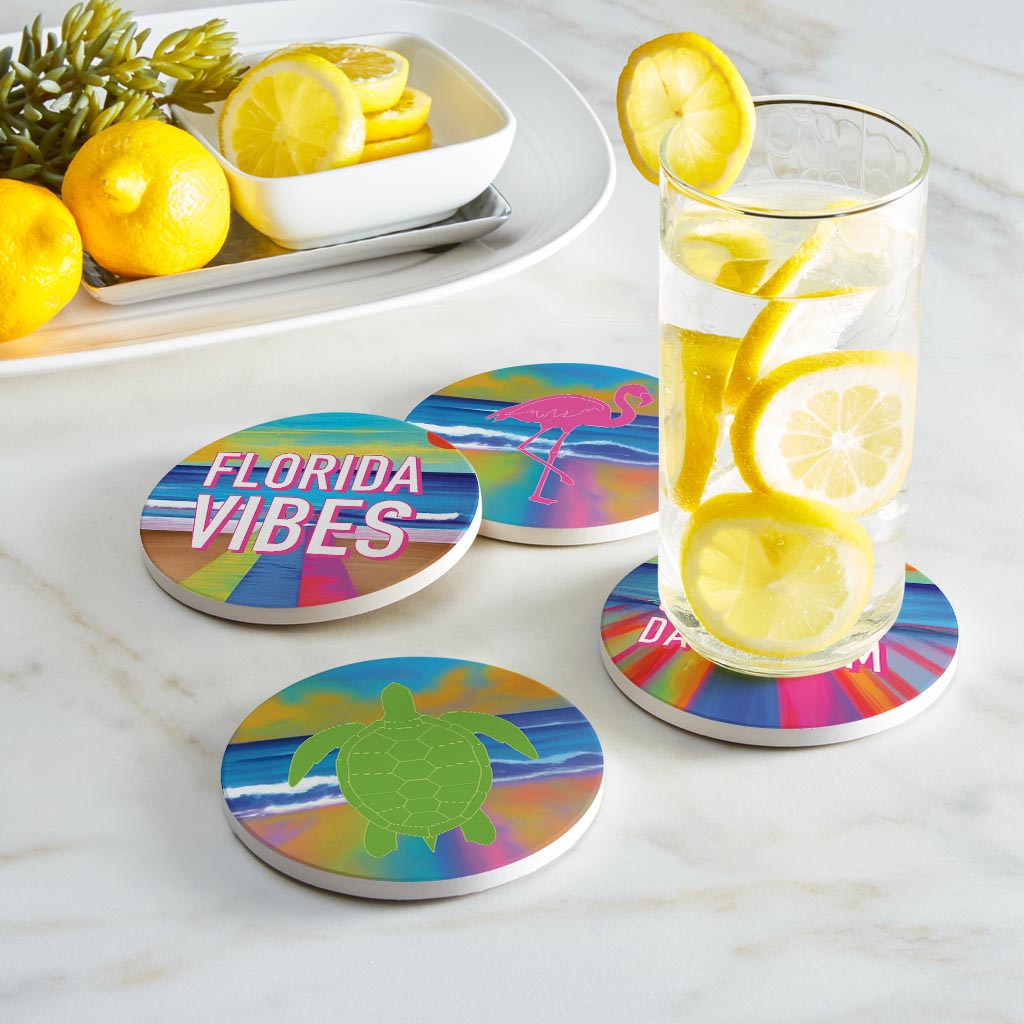 Bright Florida Beach | Absorbent Coasters | Set of 4 | Min 2