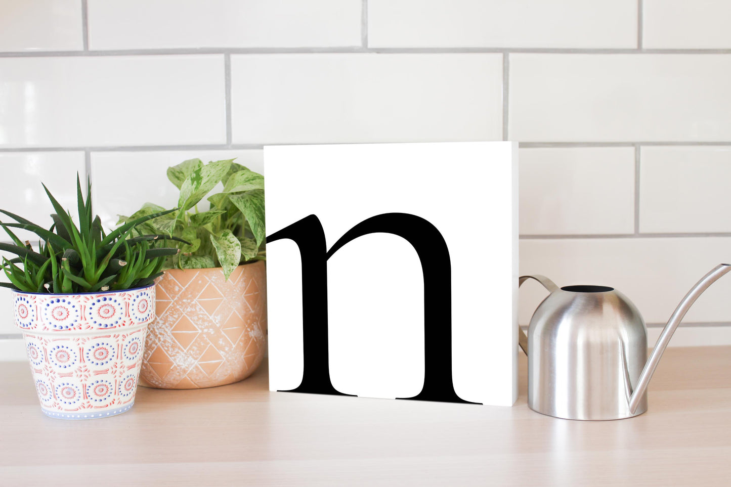 Minimal Monogram N | Wood Block | Eaches | Min 2