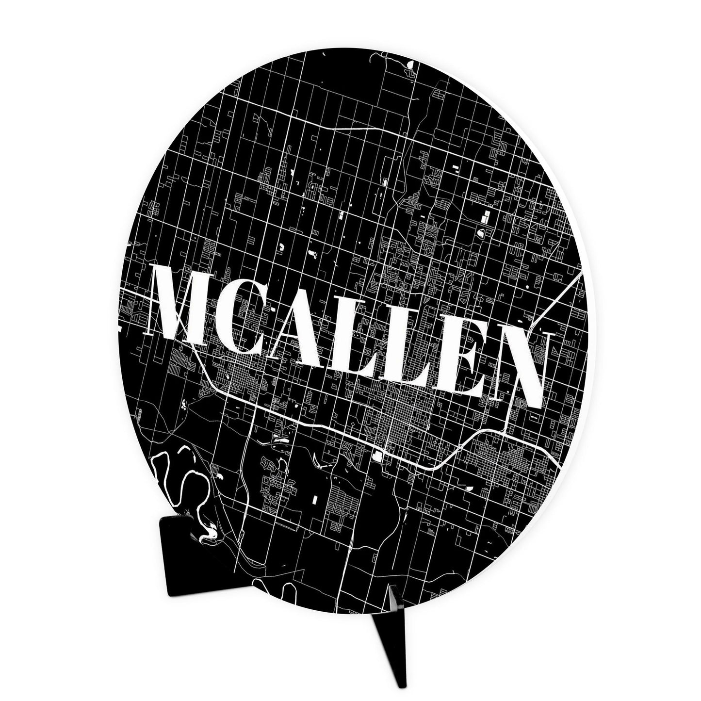 Minimalistic B&W Texas Mcallen Map | Wood Sign | Eaches | Min 1