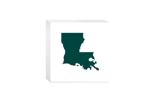 Blue White Louisiana State Shape | Wood Block | Eaches | Min 4
